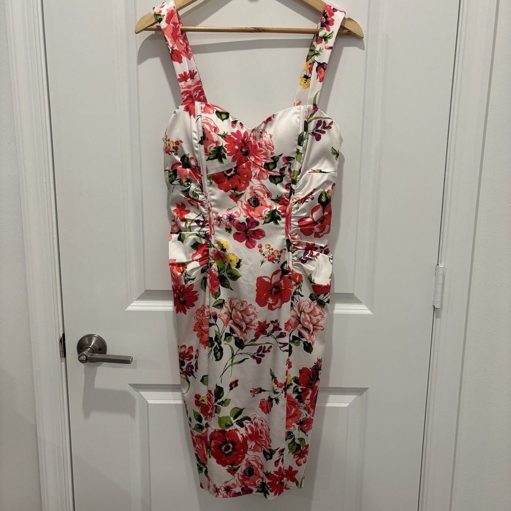 Cache | Y2K Floral Silky Dress (fits Sz 6)